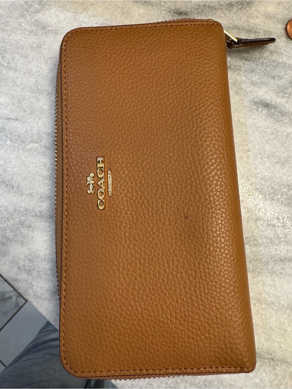 Coach Pebbled Leather Zip-Around Wallet